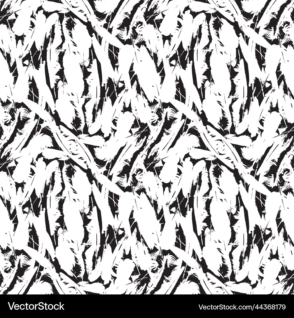 Black white seamless pattern with feathers Vector Image