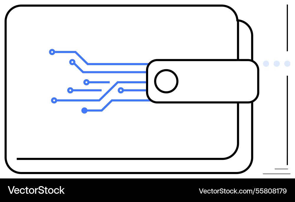Digital wallet with circuit pattern highlighting Digital wallet with circuit pattern highlighting vector image