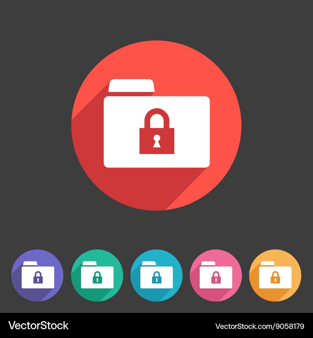 Secure locked folder icon flat web sign symbol Vector Image