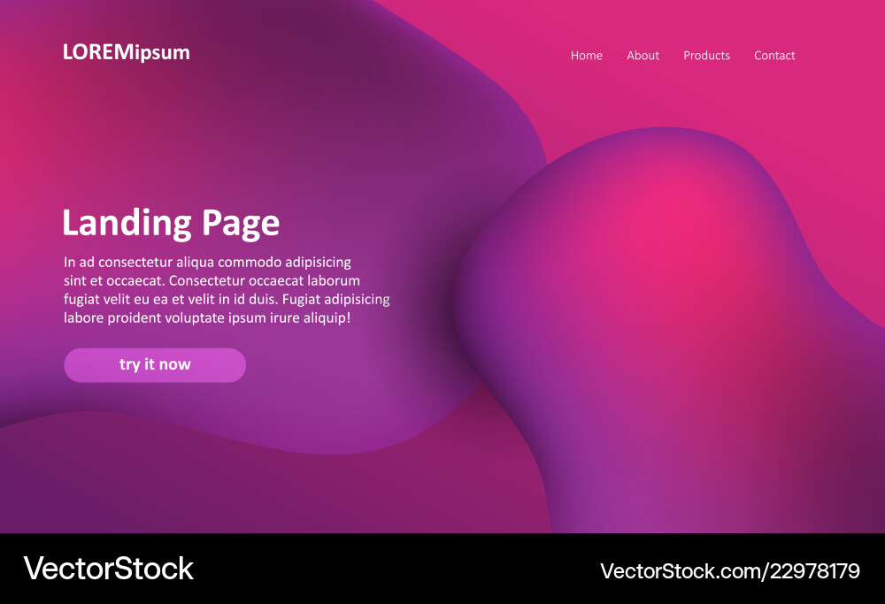 Website landing page with an abstract design vector image