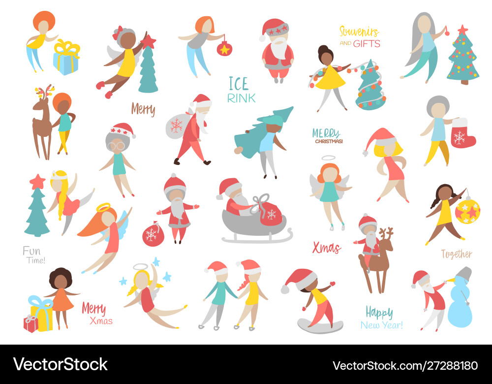 Christmas People Icons vector image