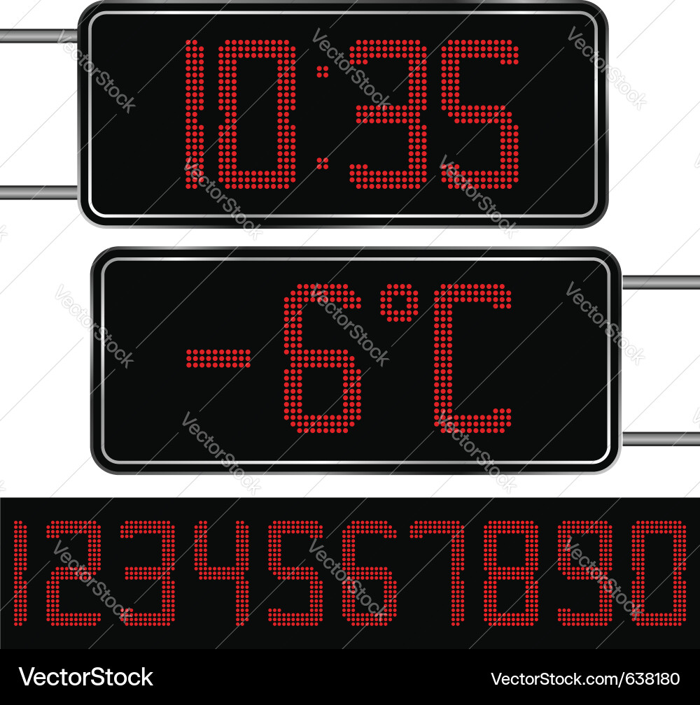 Digital clock and thermometer Vector Image