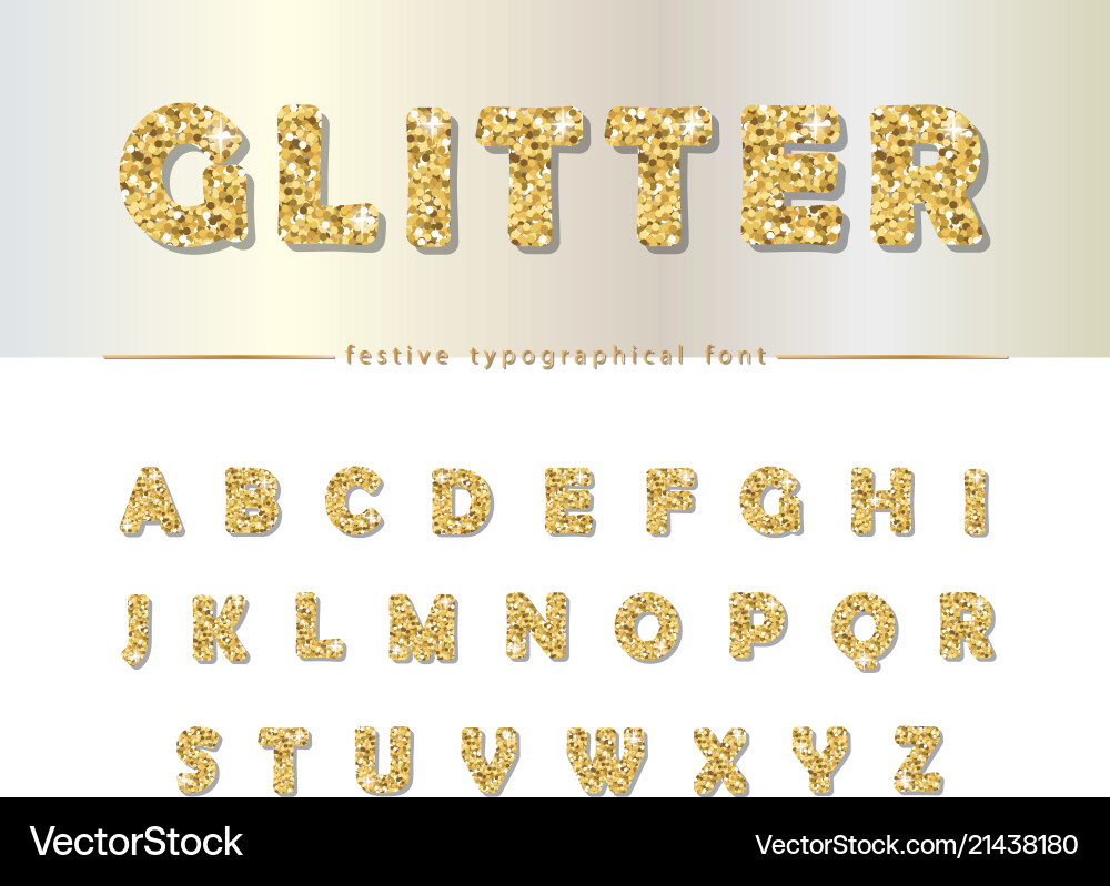 Golden Glitter Alphabet - Festive Font Vector Image