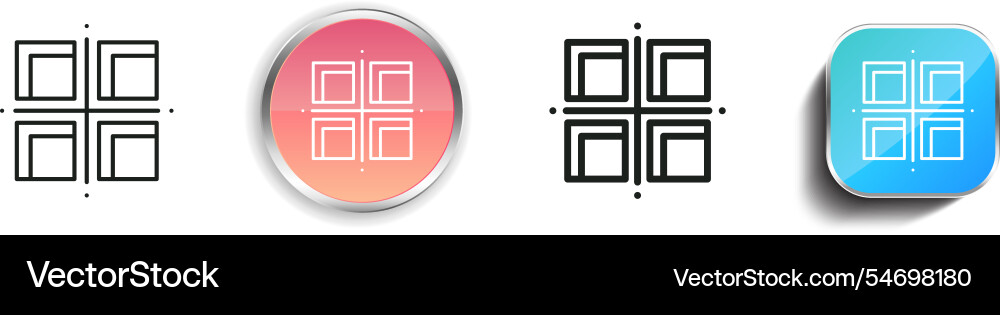 Grid-Symbol dünne lineare regelmäßige und Schaltfläche Stil Vektorbild