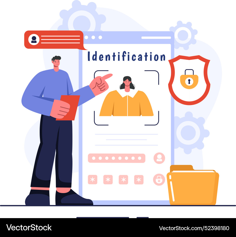 Identification of an identity card with photo Identification of an identity card with photo Vector Image