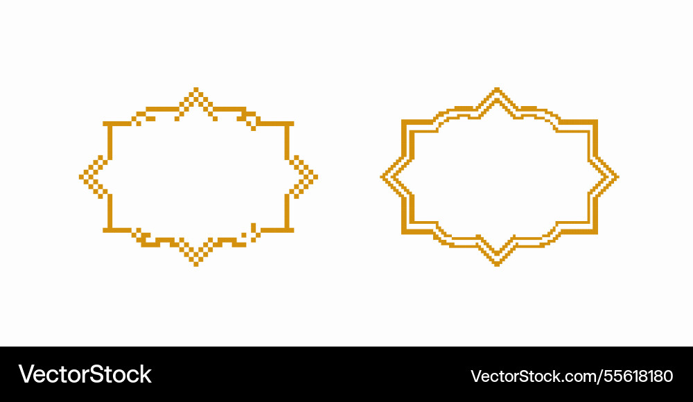 Ornamental pixel patterns in gold display vector image