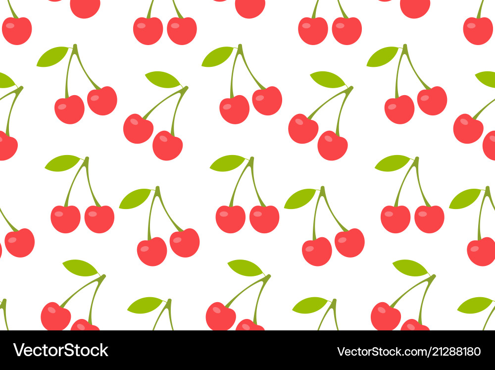 Seamless pattern with red cherry vector image