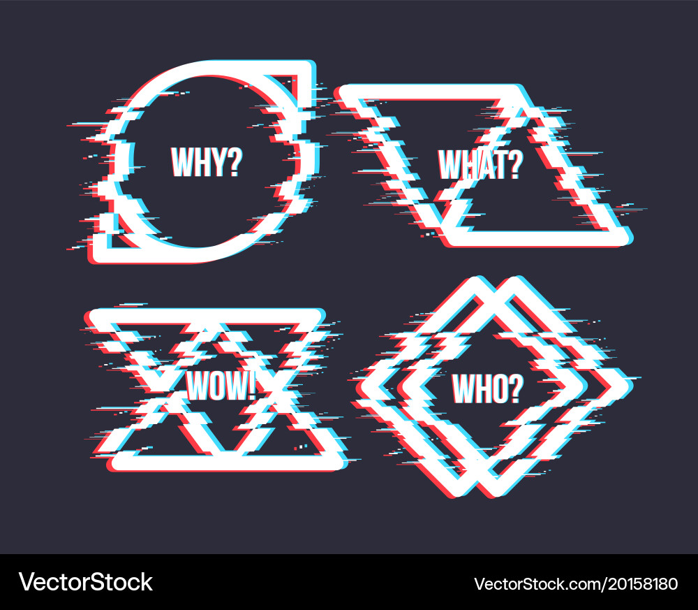 Set of simple geometric form with glitch effect vector image