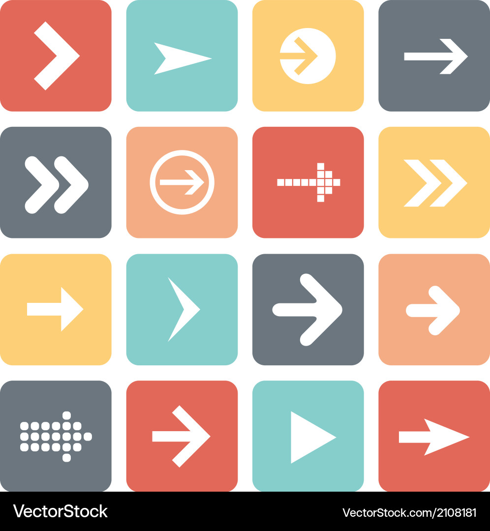 Flat Arrow Icon Set - Web Elements vector image