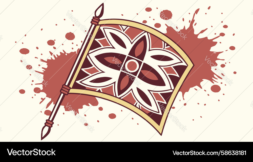 Stylized flag with circular pattern and splatter Vector Image