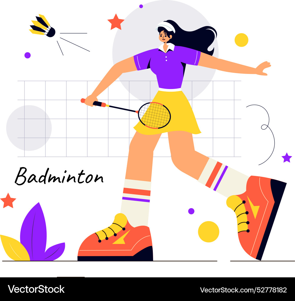 A badminton player with shuttle and racket A badminton player with shuttle and racket vector image
