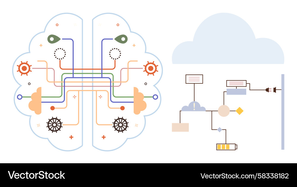 AI Neural Network Cloud Connection Vector Image