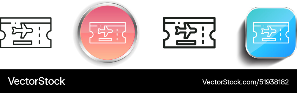 Boarding pass icon thin linear regular and button Boarding pass icon thin linear regular and button Vector Image