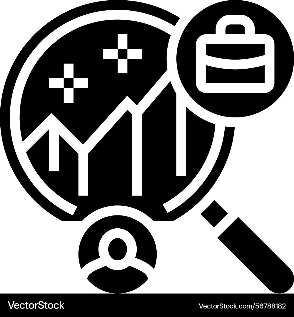 Predictive hiring algorithms head hunting glyph Predictive hiring algorithms head hunting glyph vector image