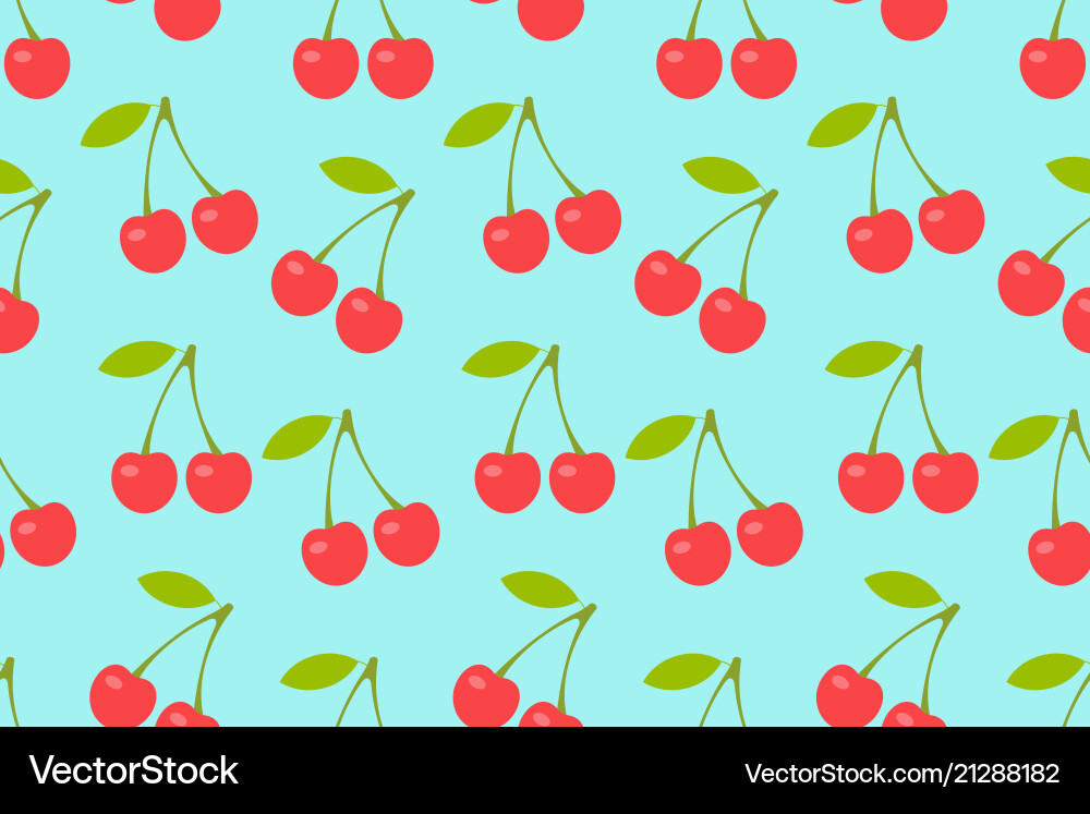 Red Cherry Seamless Pattern vector image