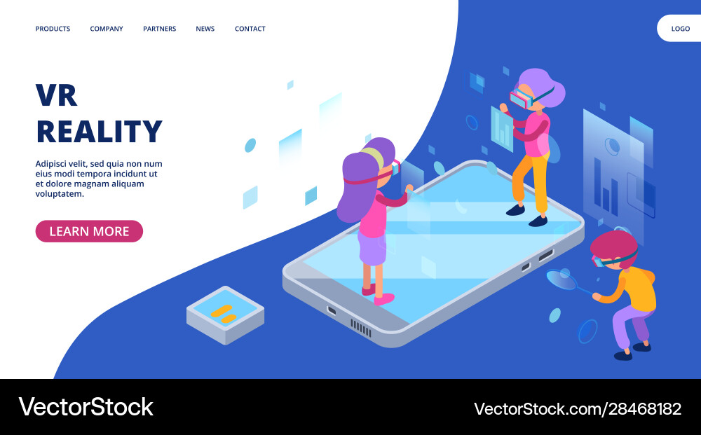 Virtual reality web page augmented vector image