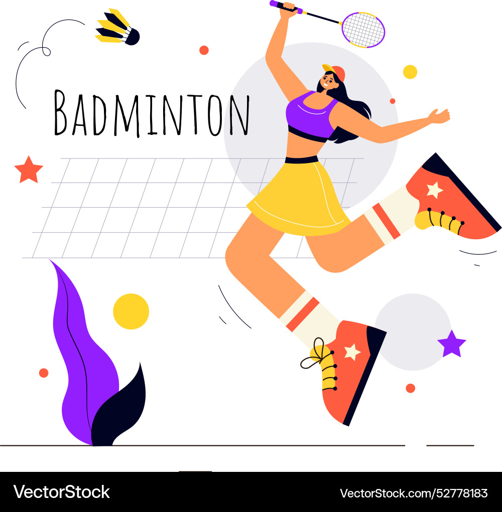 A badminton player with shuttle and racket A badminton player with shuttle and racket vector image