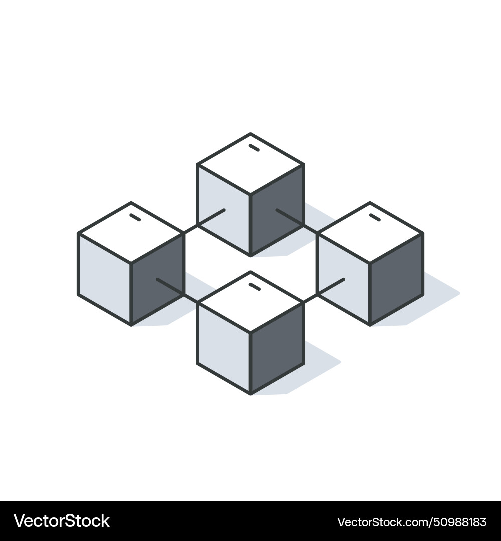 Blockchain isometric icon block validation vector image