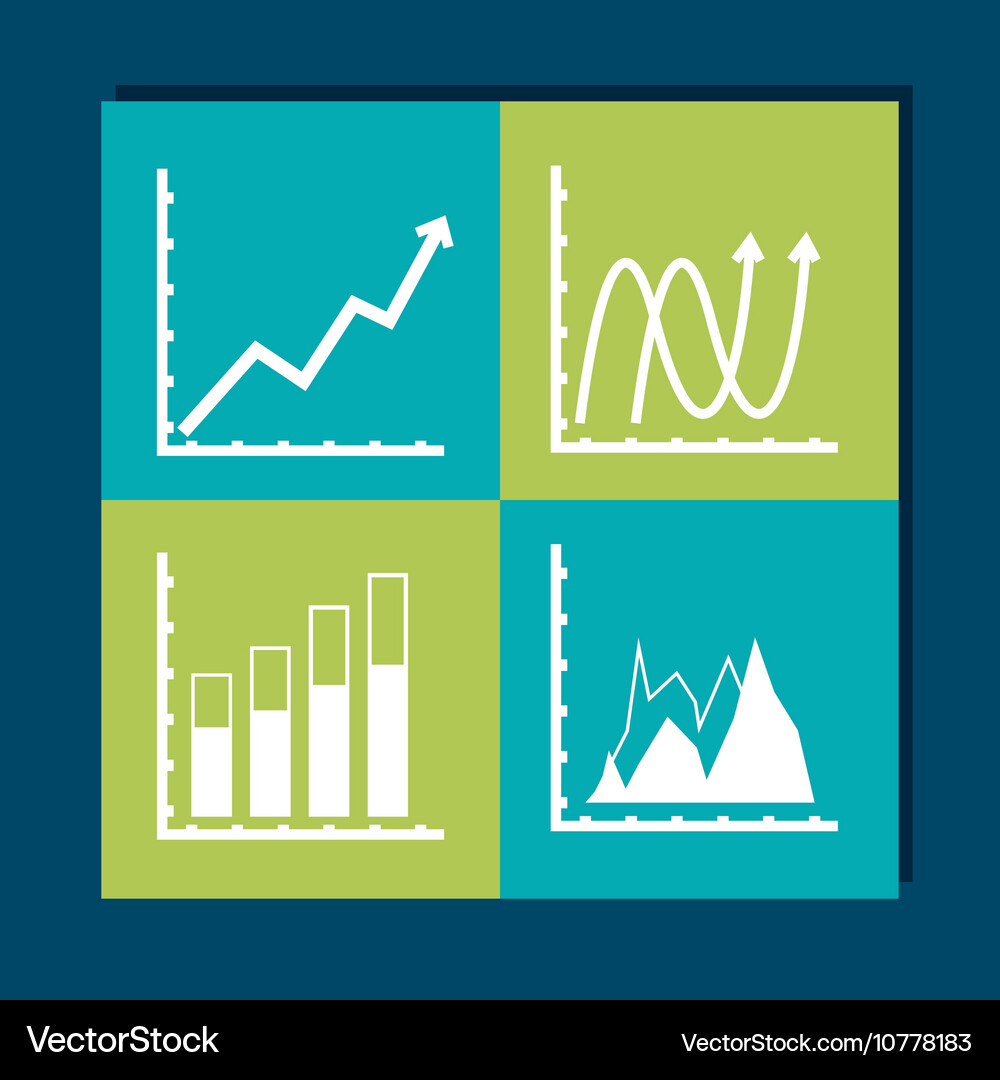 Graph chart with business related icons image Vector Image