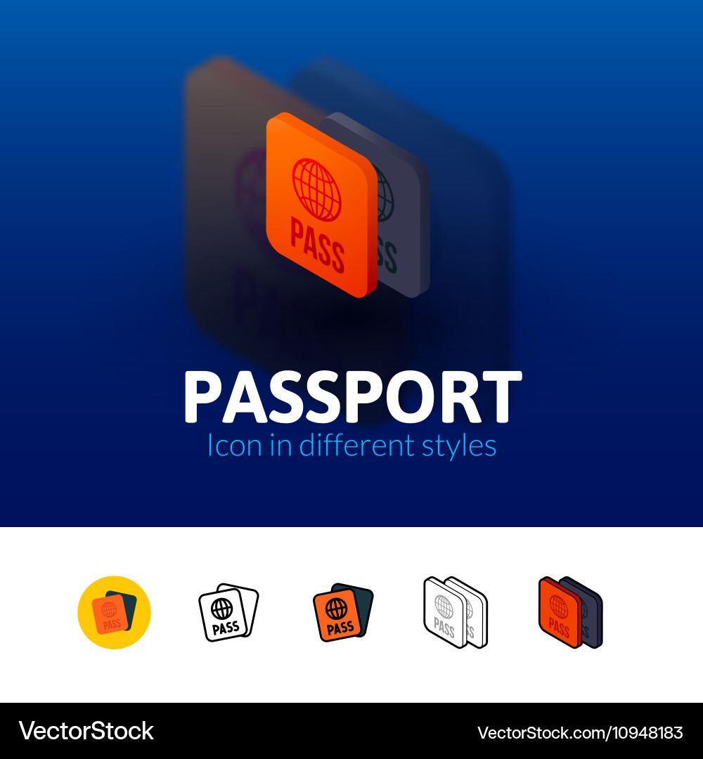 Passport icon in different style vector image