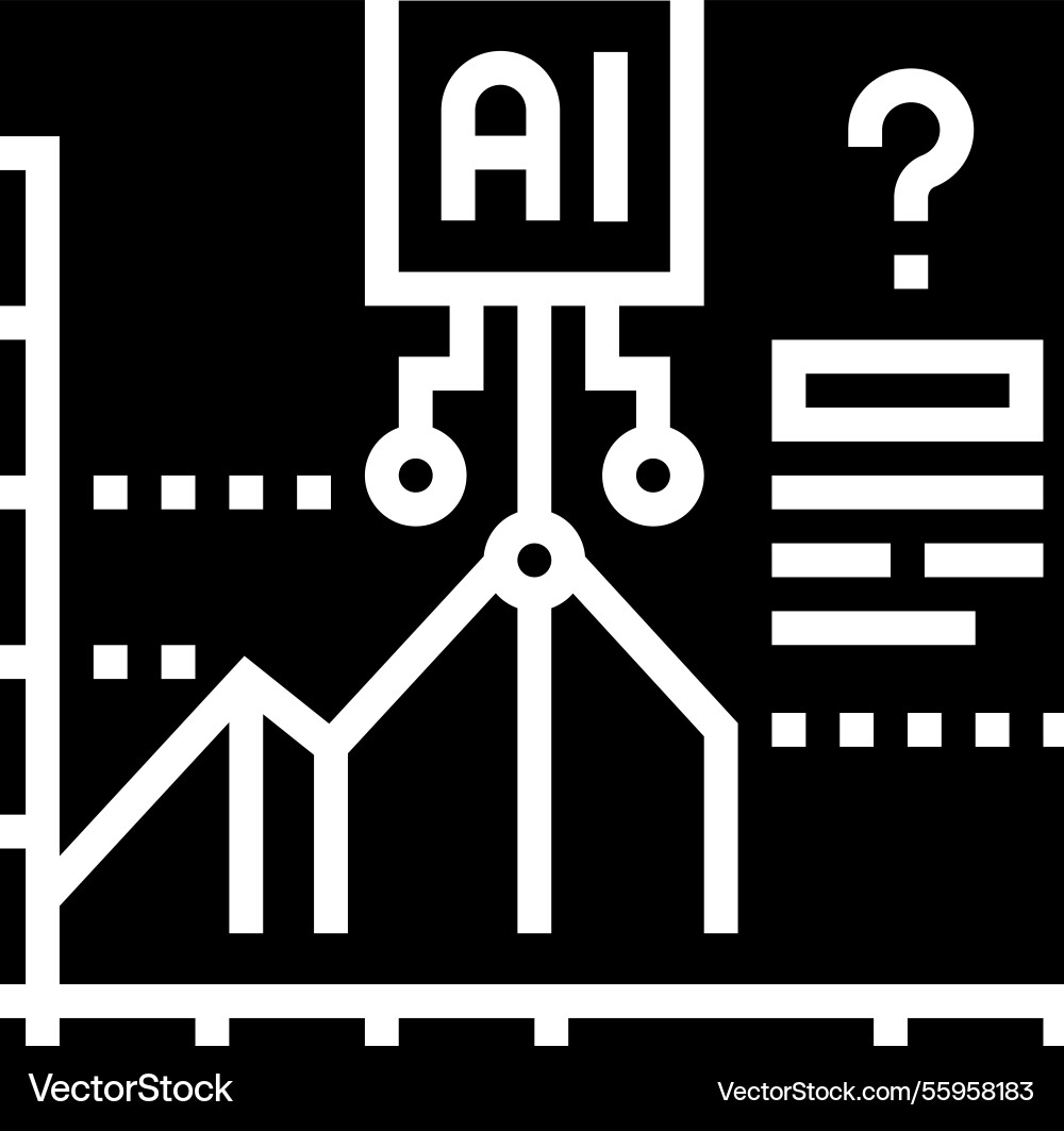 Predictive analytics graph ai integration glyph Vector Image