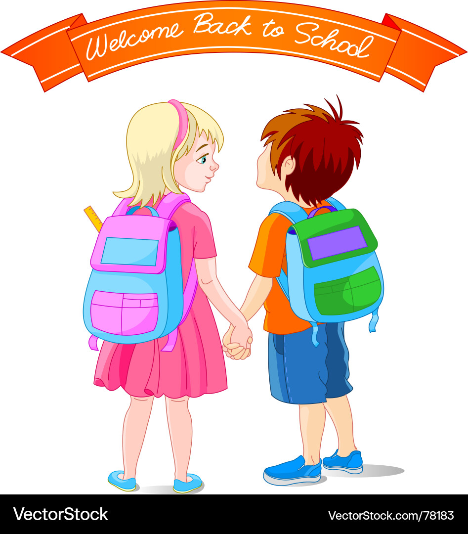 School Friends Walking vector image