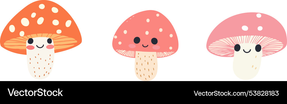 Smiling mushroom characters set Vector Image
