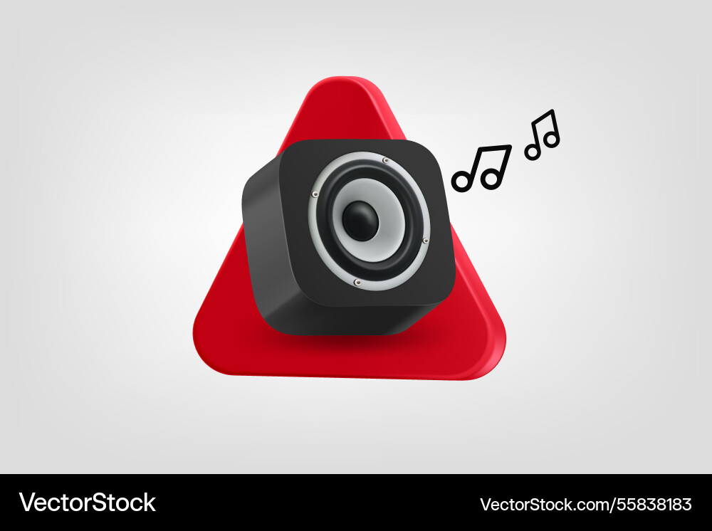 Sound cabinet with notes on red triangle 3d Sound cabinet with notes on red triangle 3d vector image