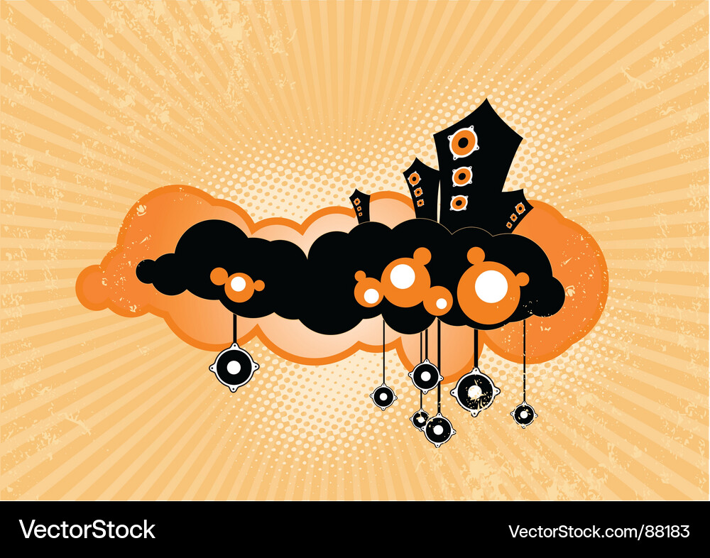 Speakers floating on clouds Vector Image