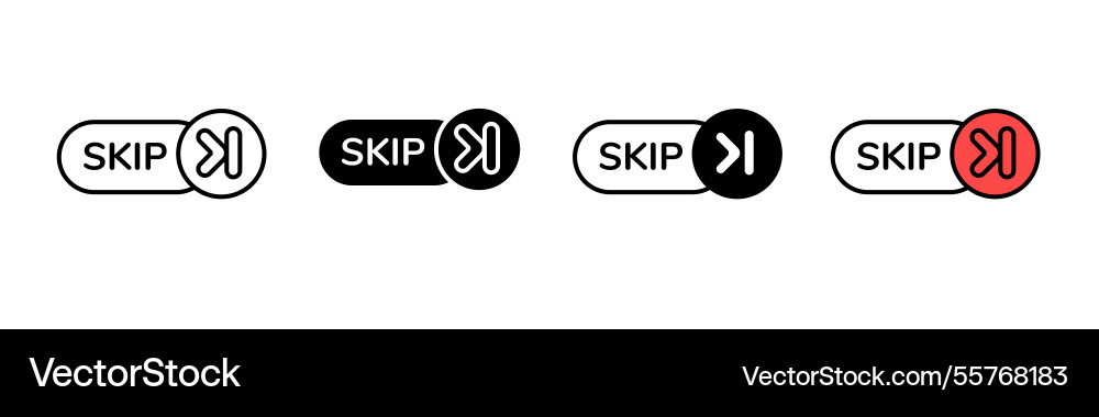Various skip buttons in different styles Vector Image