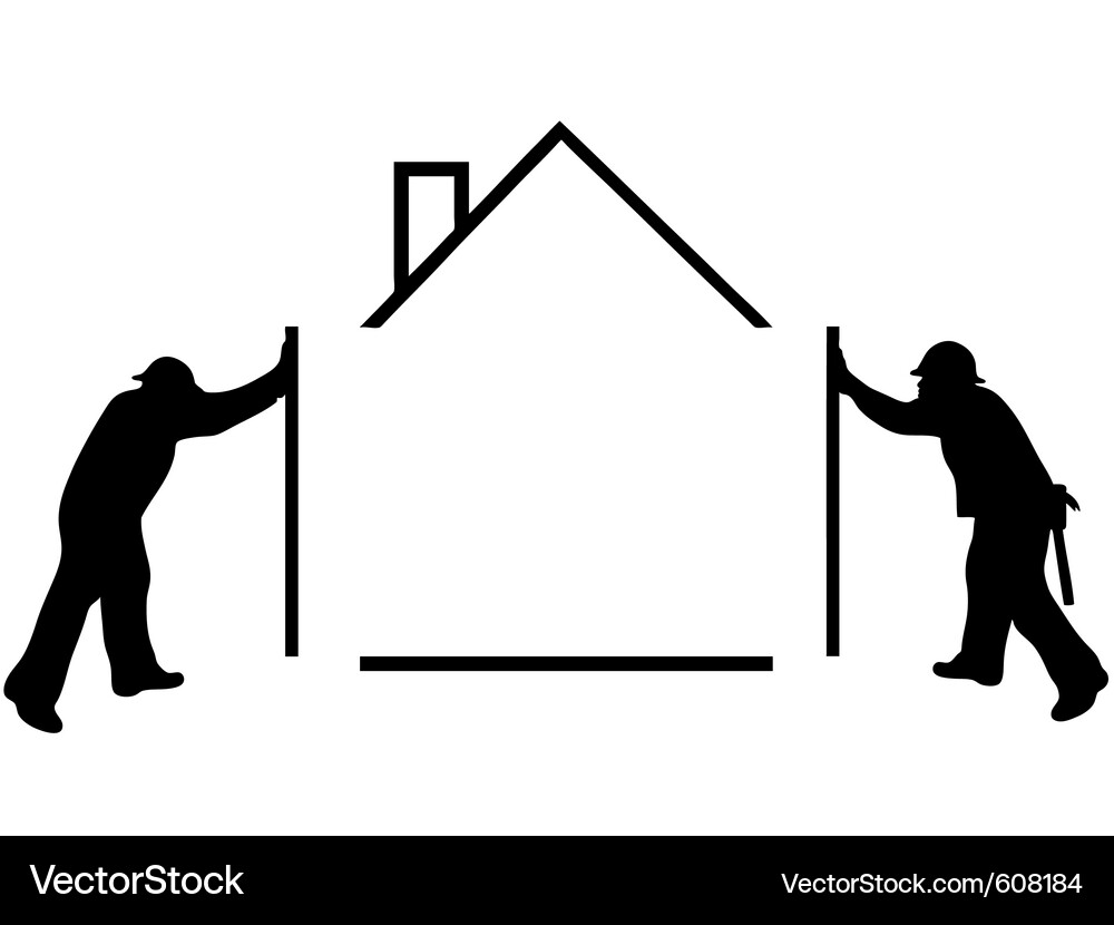 Construction Worker Building a House Vector Image