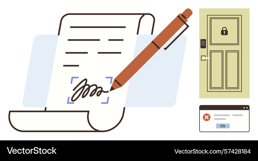 Digital signature on document linked to secure Digital signature on document linked to secure vector image