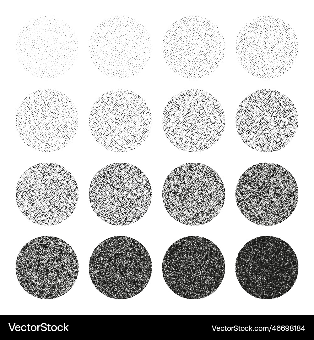 Round shaped dotted objects stipple elements Round shaped dotted objects stipple elements vector image