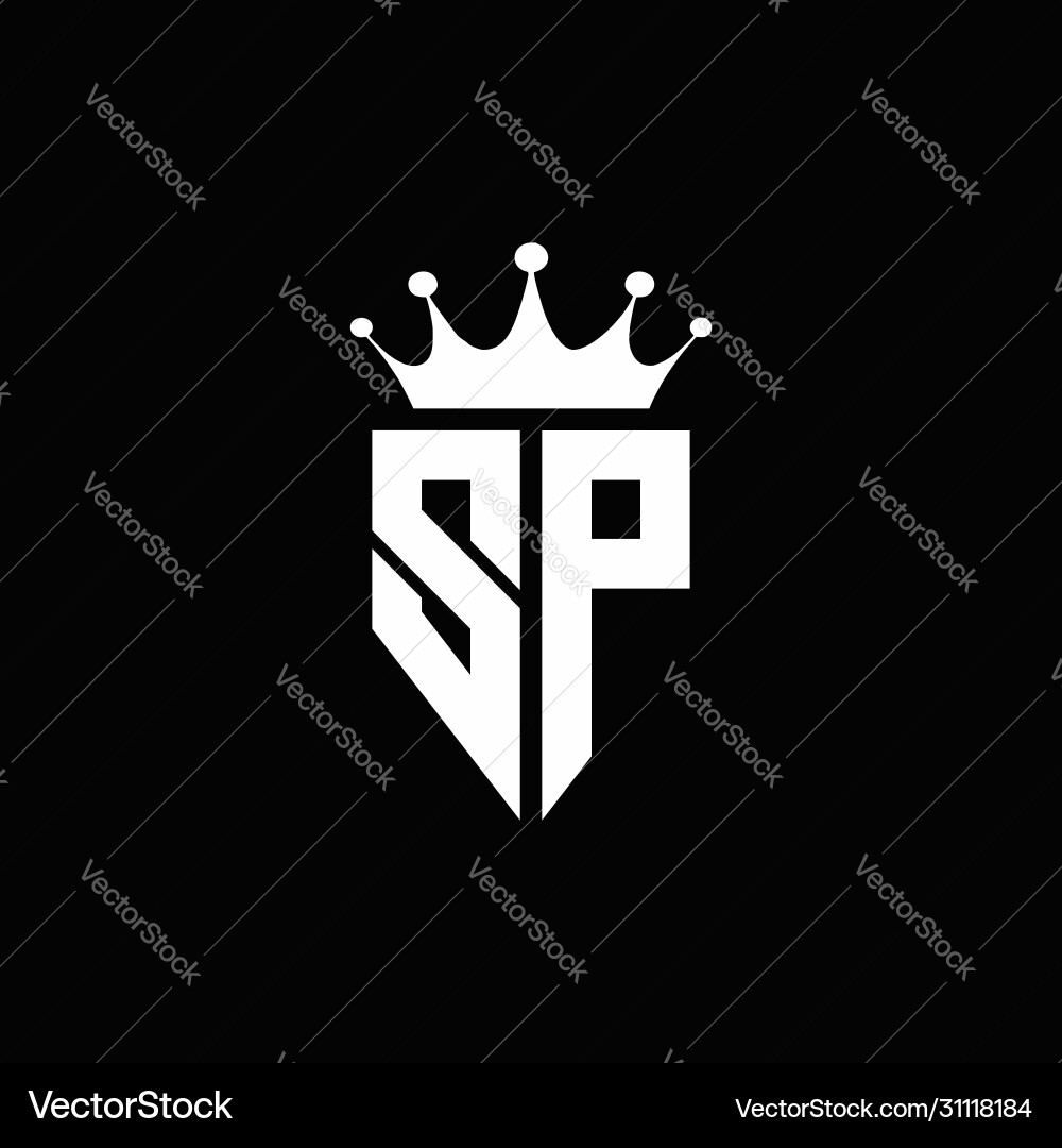 Sp logo monogram emblem style with crown shape Vector Image