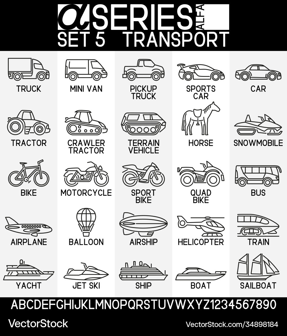 Transport Icons - Vehicle Set Vector Image