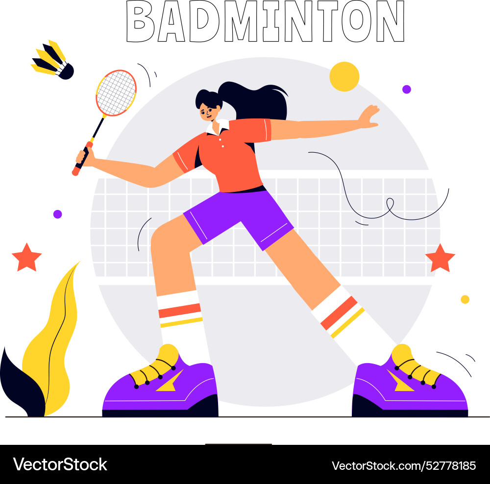 A badminton player with shuttle and racket A badminton player with shuttle and racket vector image