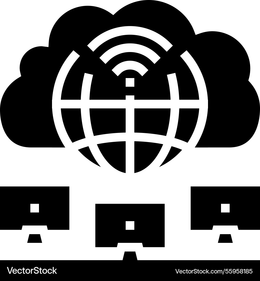 Cloud computing network ai integration glyph icon vector image