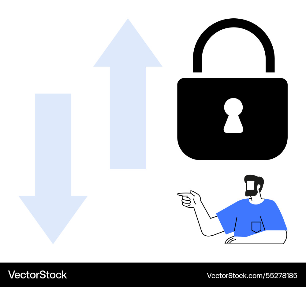 Concept of data security with up and down arrows vector image