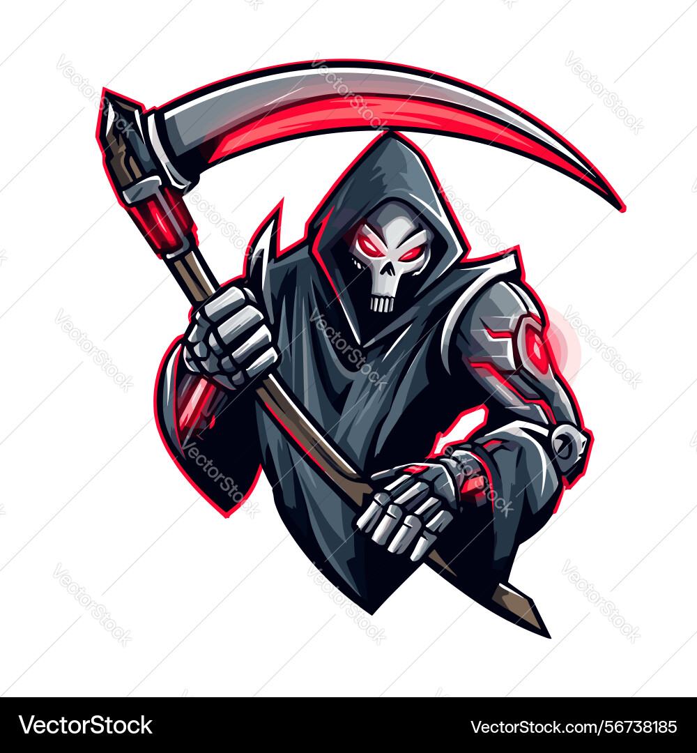 Dynamic character design of a grim reaper figure vector image