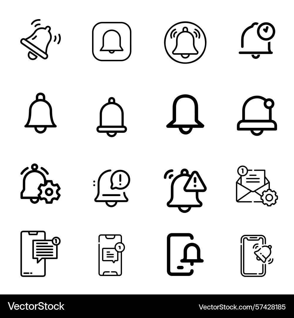 Minimal notification and alert icon pack Vector Image