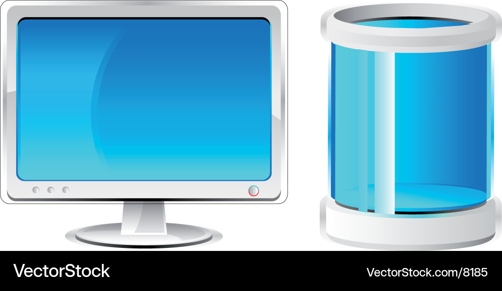 Monitor & Trash Icons Vector Image