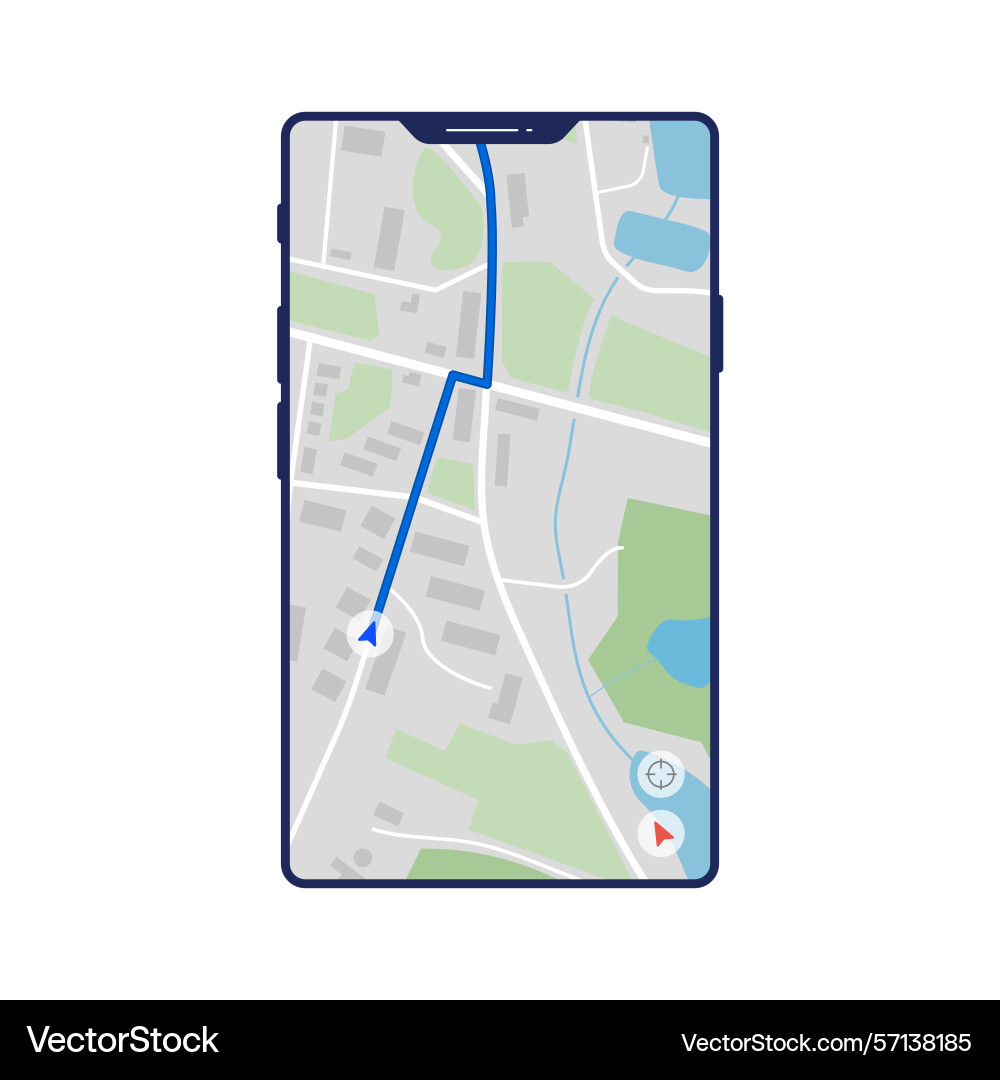 Phone with map app Phone with map app vector image