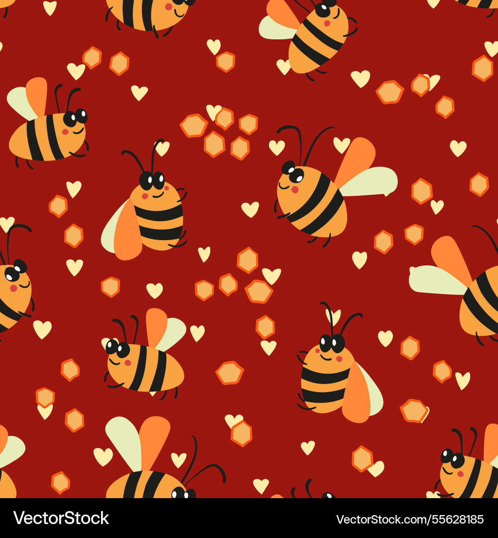 Seamless pattern with bees on color background Seamless pattern with bees on color background Vector Image