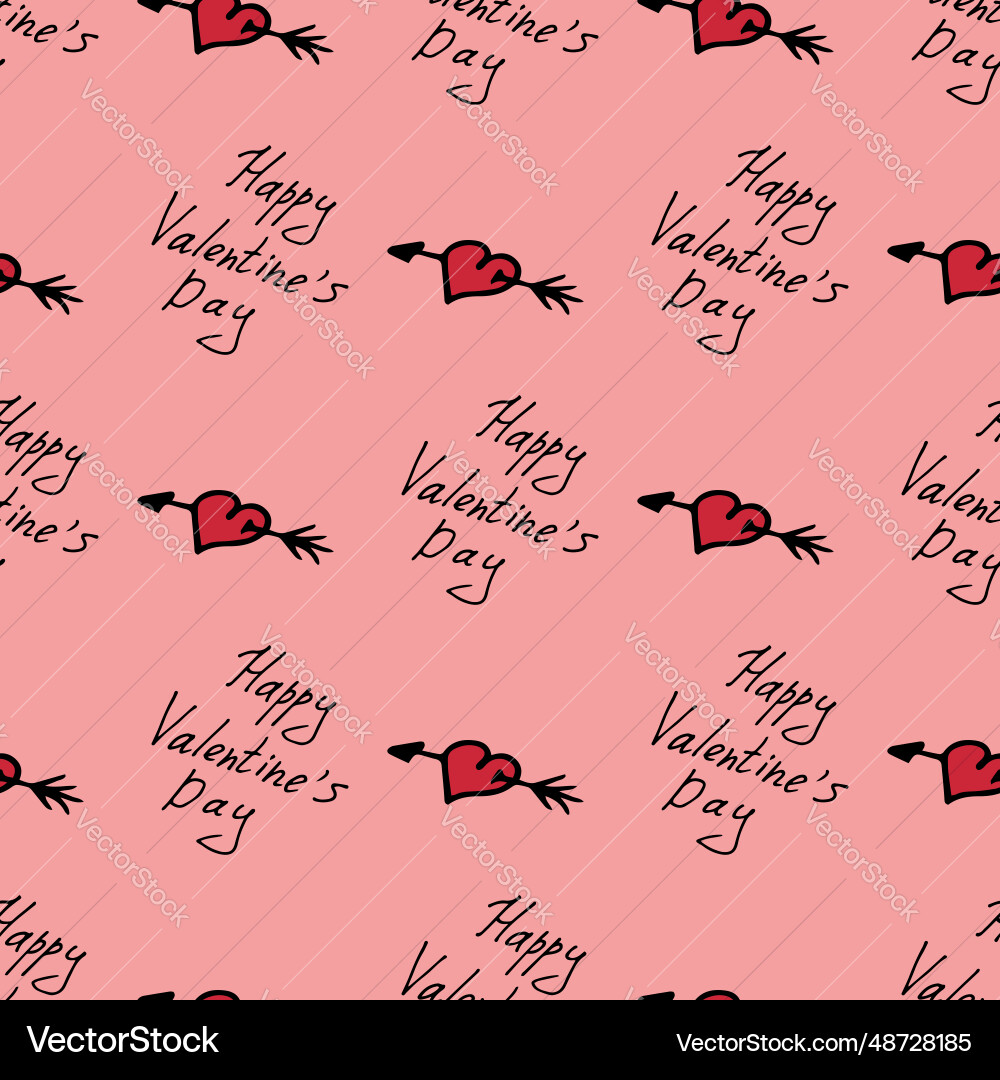Seamless pattern with text happy valentines day Vector Image