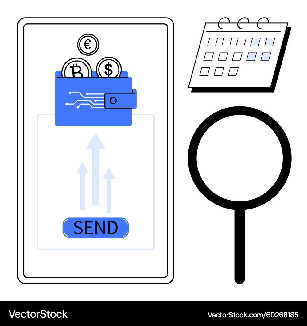 Smartphone Crypto Wallet Transfer – Royalty-Free Vector | VectorStock