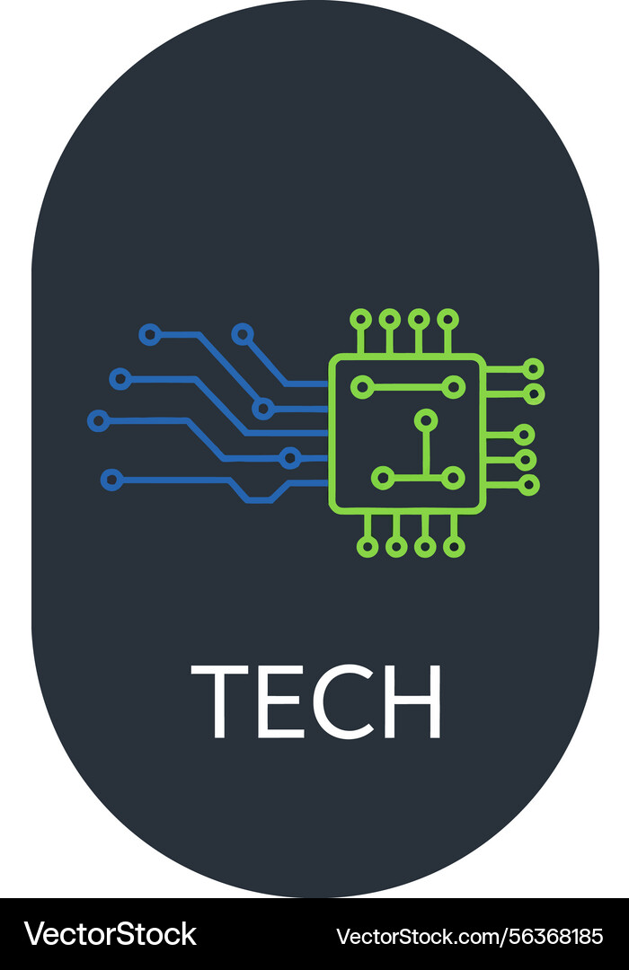 Tech logo design with circuit board and digital Tech logo design with circuit board and digital vector image