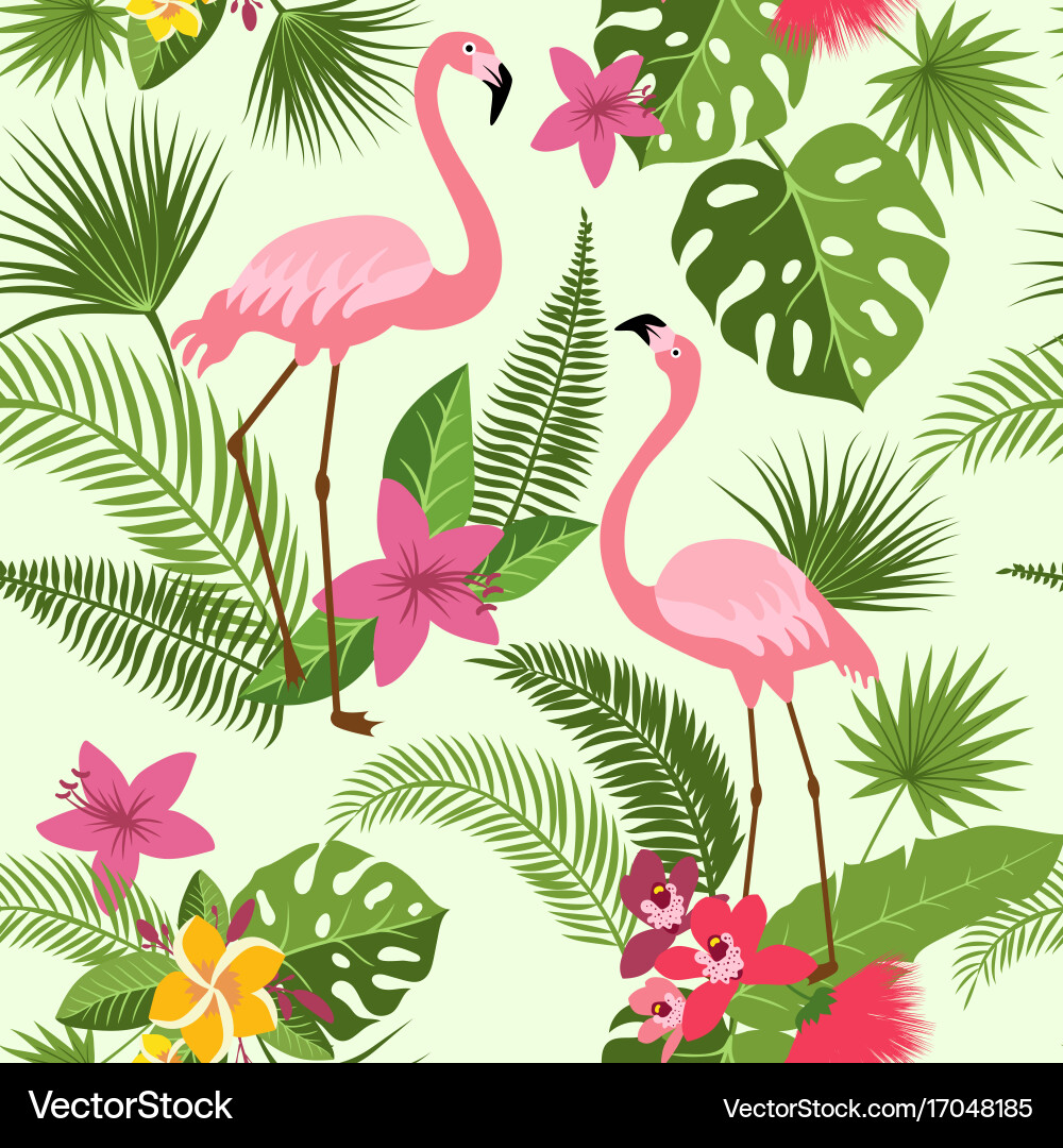 Tropical Flamingo Pattern Vector Image