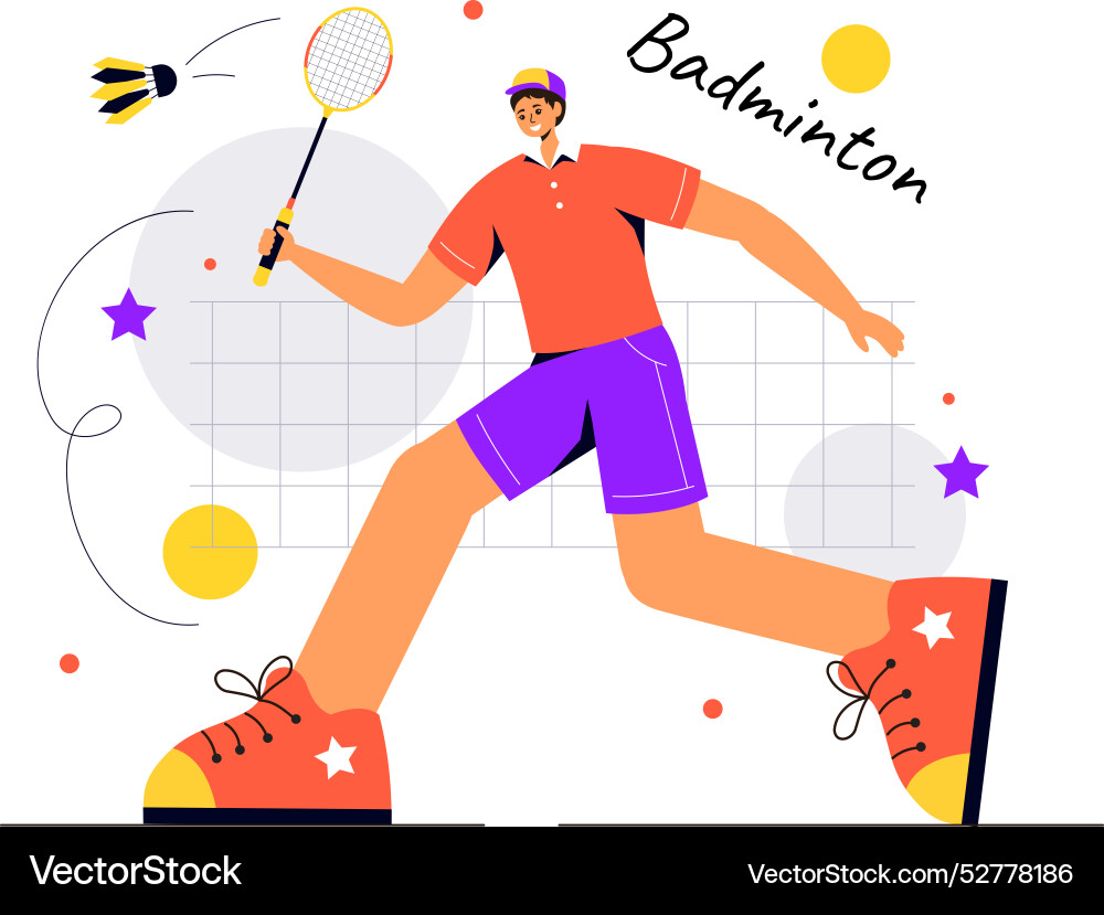 A badminton player with shuttle and racket A badminton player with shuttle and racket vector image