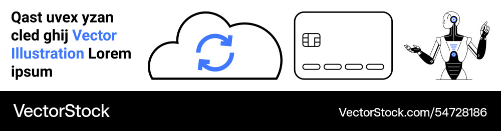 Cloud synchronization credit card and robot vector image