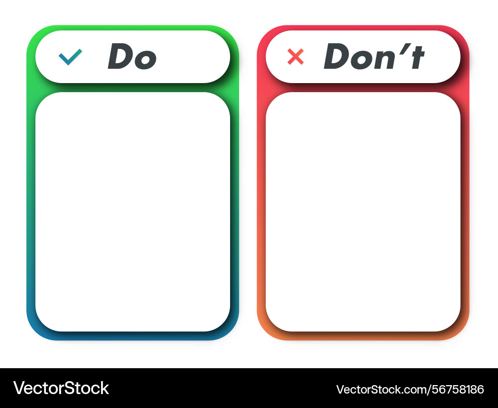 Do and dont frame template with copy space Do and dont frame template with copy space Vector Image